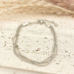 925 Sterling Silver Triple Layer Circle Bracelet Dainty Bracelet